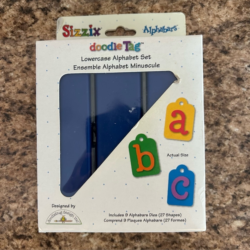Sizzix Alphabars DoodleTag Lowercase Alphabet Die Set 38-1069 9 Alphabar Dies